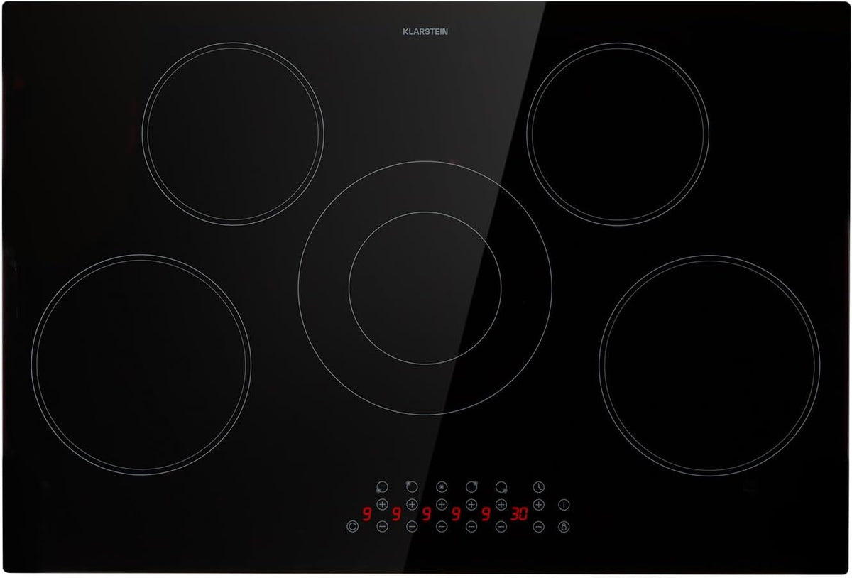 KLARSTEIN Płyta grzewcza, 80 cm, 8200 W, 240 V – Czarny, płyta ceramiczna, 5 palników, do zabudowy – Boost