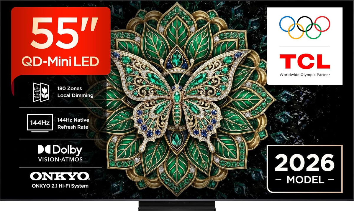 Telewizor Smart TV TCL – C6K, Czarny, oświetlenie LED, Google C6K Smart TV – 144 Hz, 4K UHD, Dolby Vision, Mini LED TV C6K Pro 4K QD – Asystent Google