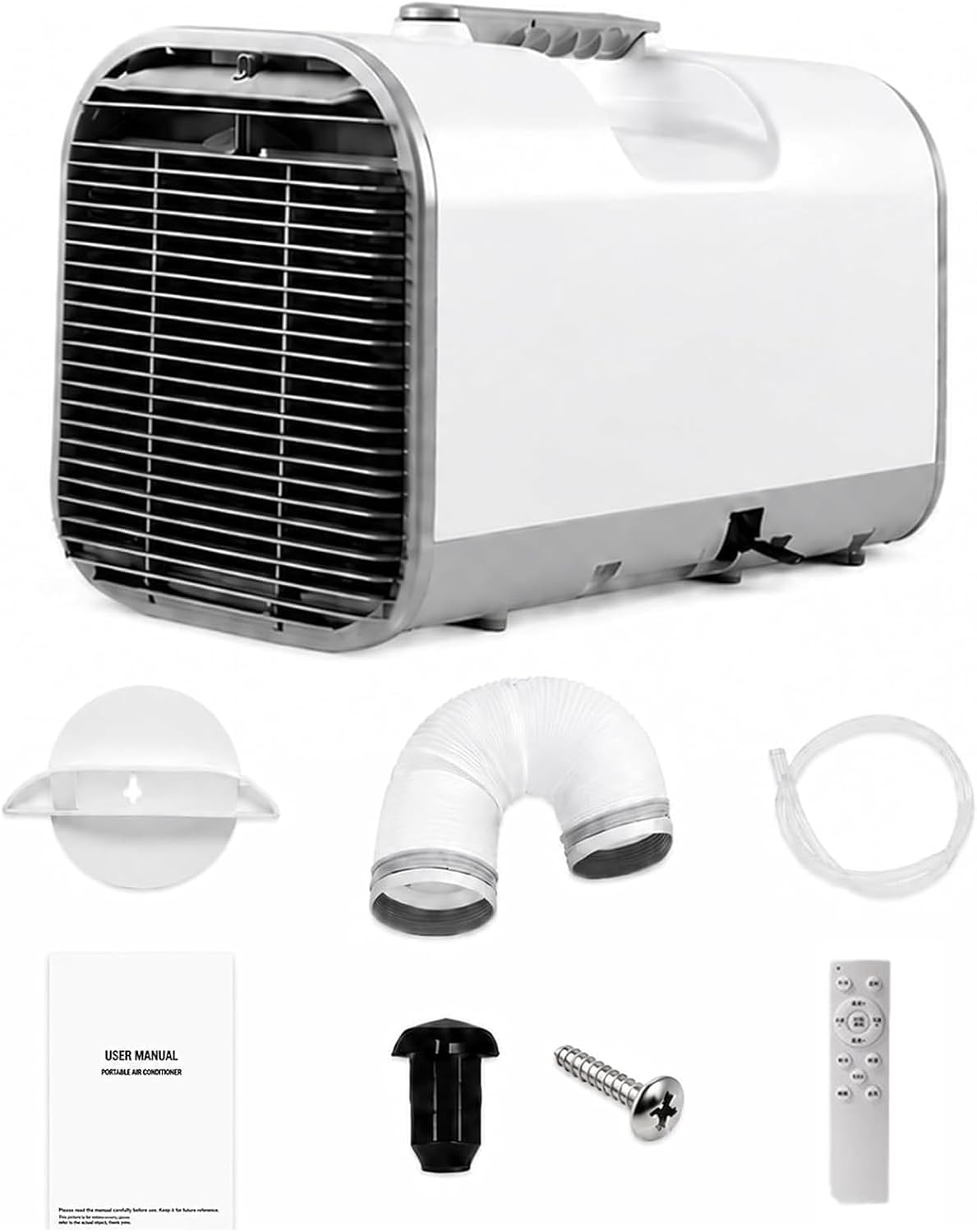 Klimatyzator przenośny GZGHRZQS – klimatyzator mobilny, 420 W, 220 V, 4095 Btu – Biały, metal, Klimatyzator, przenośne – czasomierz, kemping