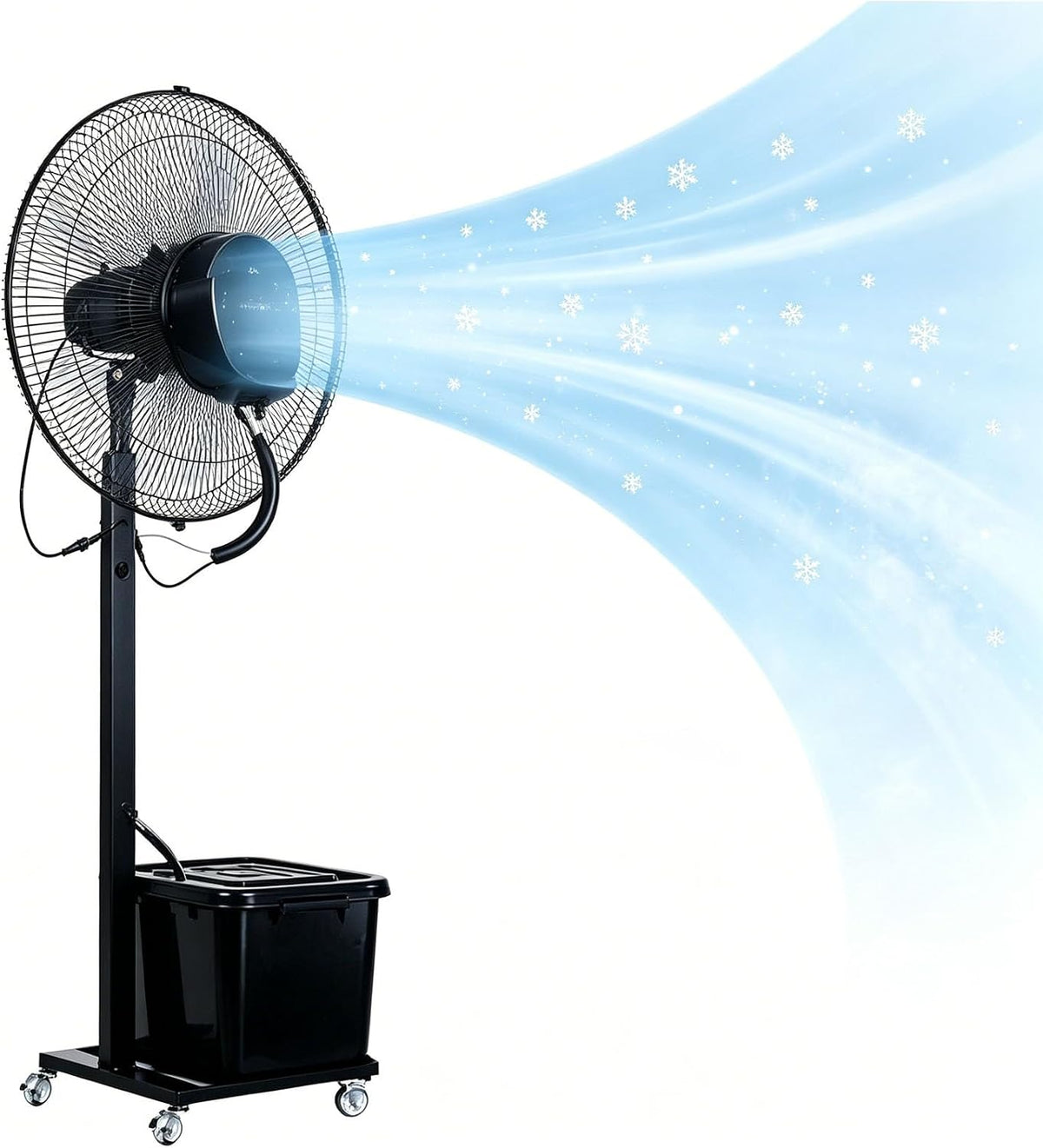 Wentylator stojący Lsoiup, 200 cm, 42 l, 220 V – Biały, regulowana wysokość, Odświeżacz powietrza, Ø 81 cm – plener, 3 poziomów, oscylacja