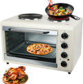YXFAZPP Grill, 56 L, 2000 W – Biały, timer, Mini piekarnik 56L, elektryczny kuchenka blaszana 2000W z dwoma palnikami i rusztem