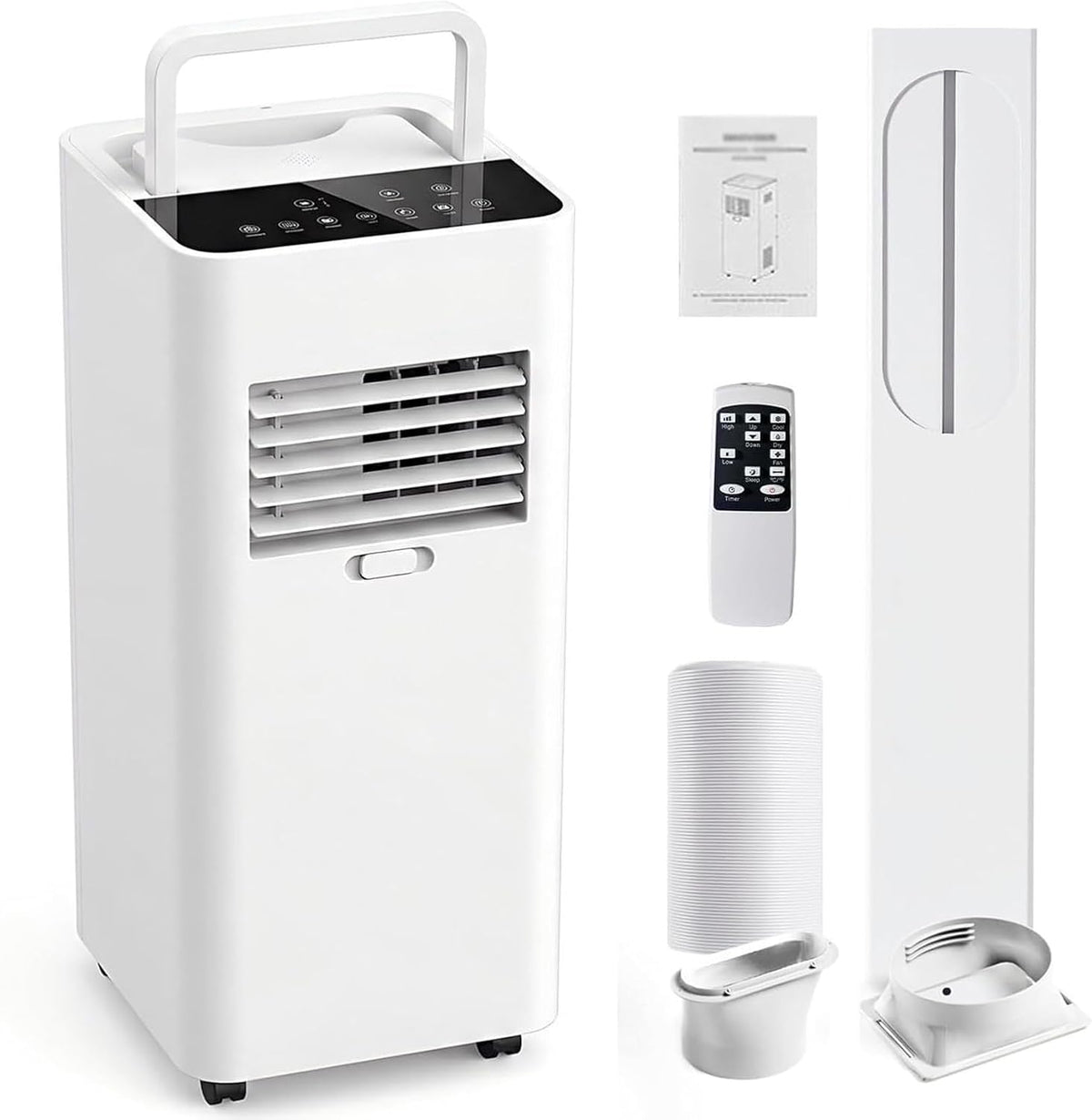 Faozhuo Klimatyzator przenośny, klimatyzator mobilny, 5000 BTU, 20 m – 30 dB, Biały, oświetlenie LED, pilot zdalnego sterowania – Klimatyzator