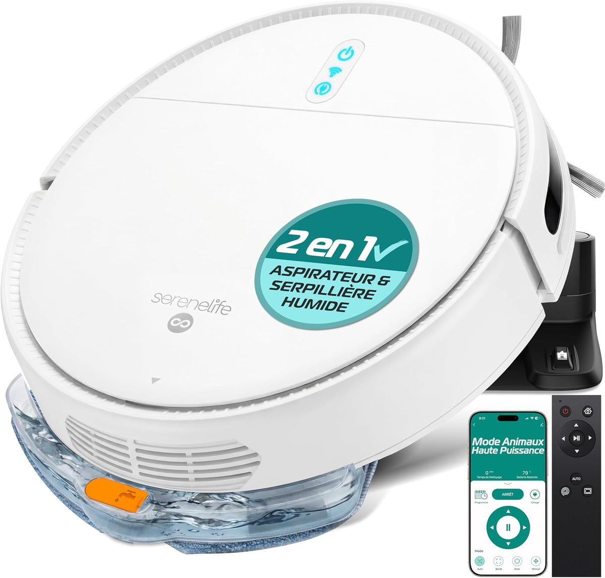 Robot sprzątający SereneLife, odkurzacz automatyczny, Biały, 3- in-1 – 3 tryb, odkurzacz robota, odkurzacz Robot 3-in-1