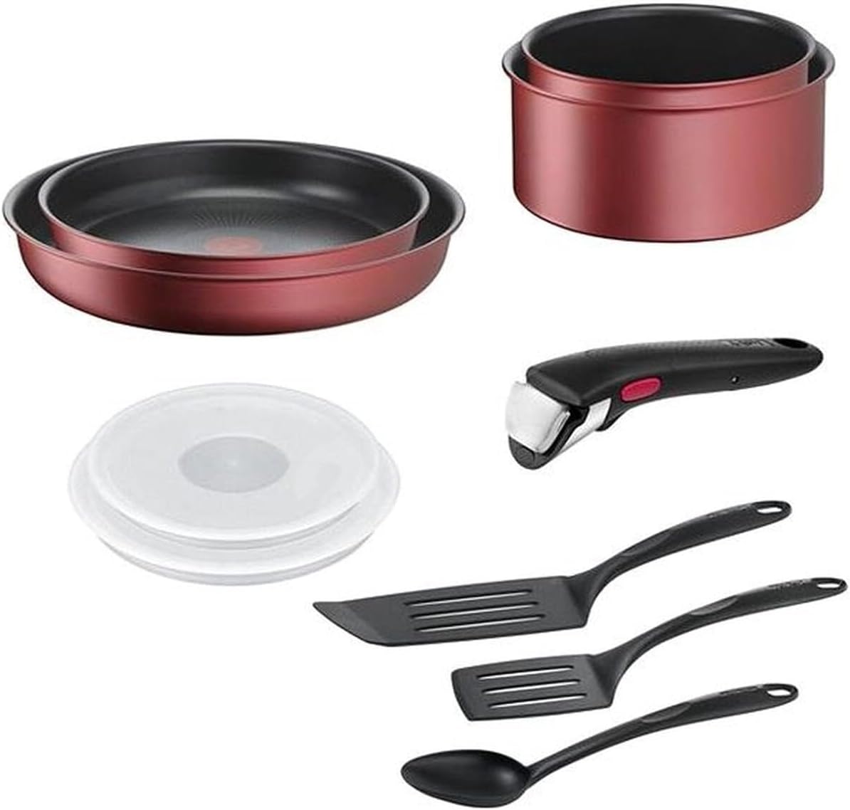 Tefal Zestaw garnków i patelni, L3989502 – Czerwony, L3989502 Niespodzianka, powłoka nienakładająca się, czerwona