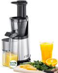 Russell Hobbs Wyciskarka wolnoobrotowa, 4 l – Srebrny, stal nierdzewna, Wyciąg z soku, profesjonalny – 25170- 56, 3 sita: drobny, miotacz masy 1