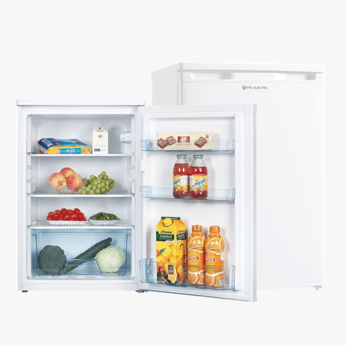 EAS ELECTRIC Lodówka, EMR851, 85 x 56 cm, 131 l – 39 dB, Biały, biała