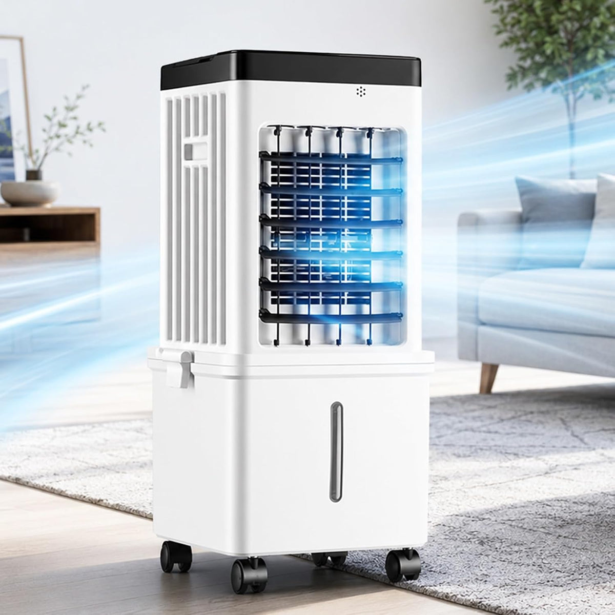 Klimatyzery ewaporacyjne Yqyc – 23 × 27 × 60 cm, Biały, pilot zdalnego sterowania, Wentylator – wentylator cyrkulacyjny powietrza