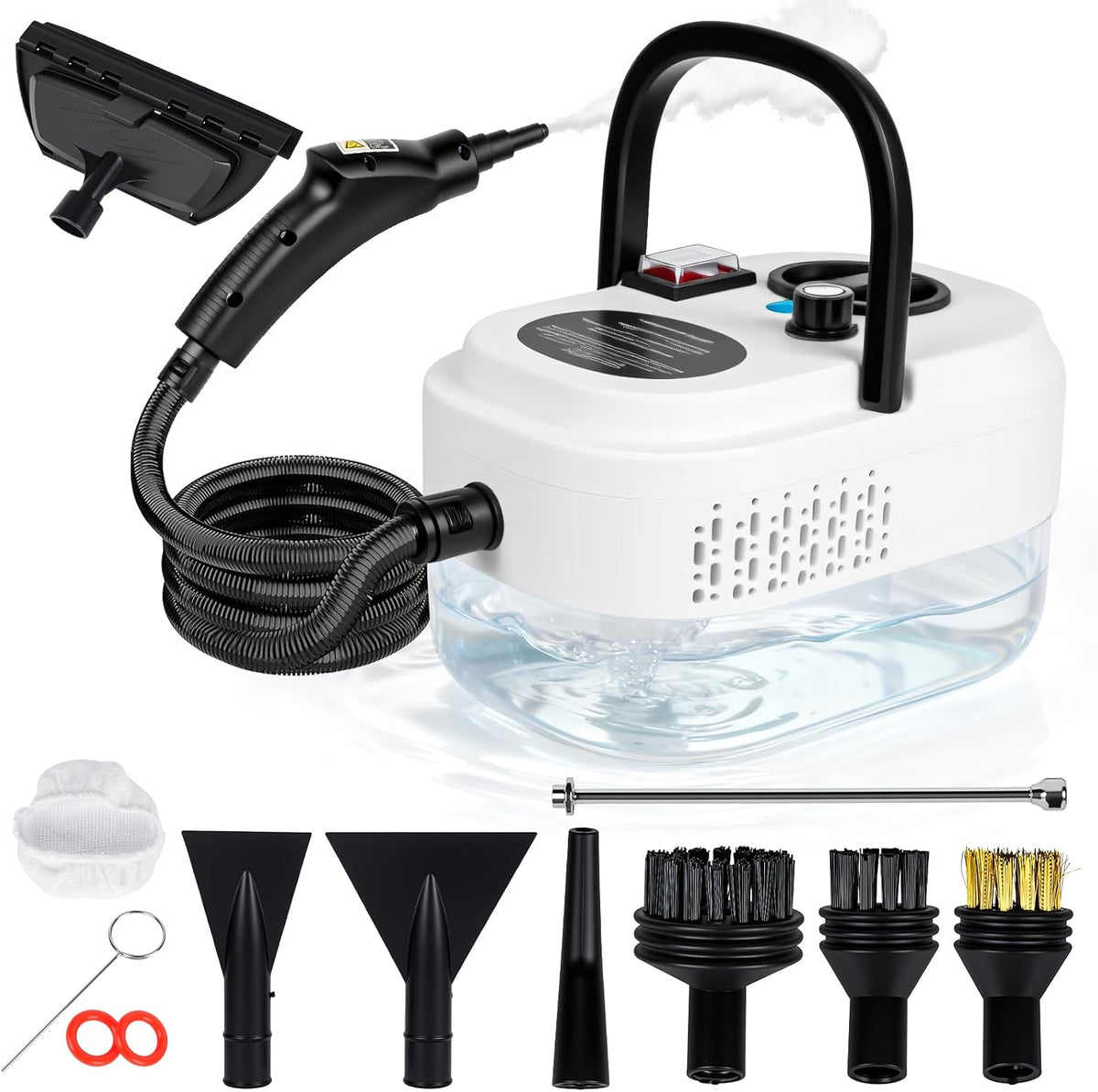 Myjka parowa okanemoqi – 2500 W, 1200 ml, 5 bar, Czarny – 15-osobowy, Elektryczna chłodnica, 15-osobowy czyszczący, przenośny – duży zbiornik