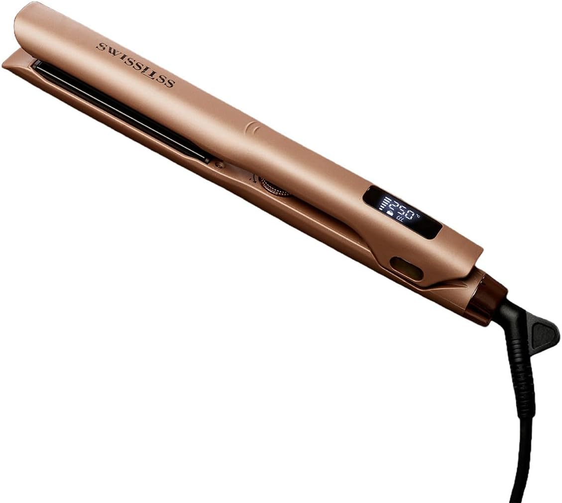 Prostownice do włosów Swissliss – 75 W, 10.6 x 3 cm, 240 V, Czarny – prostownica do włosów, 80 do 250°C, prostownica żelazna, 2 strefy temperaturowe