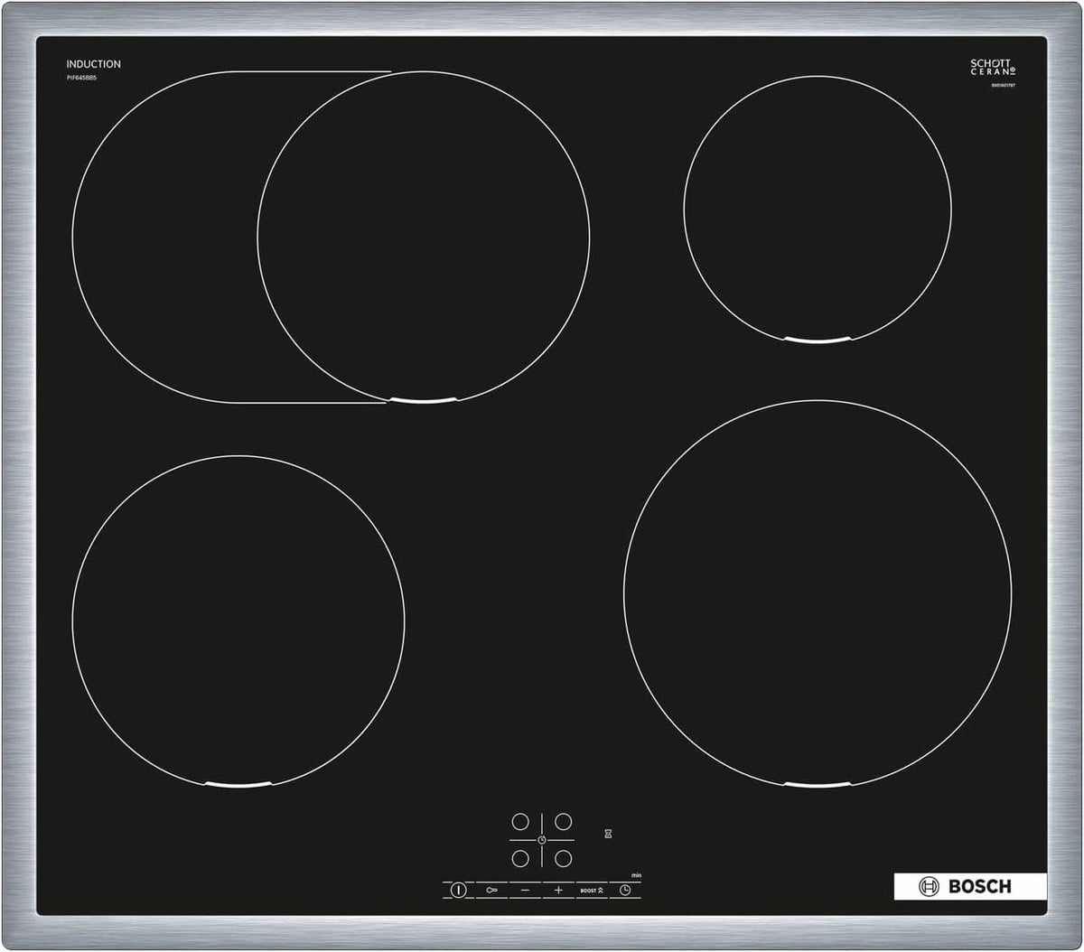 Bosch Płyta indukcyjna, kuchenka indukcyjna, PIF645BB5E – 60 cm, Czarny, płyta grzewcza, Boost – stojący, 4 seria płyt do gotowania indukcyjnego